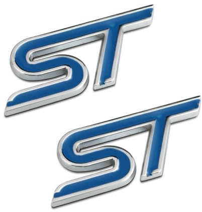 2 Stück 3D Auto Metall ST Aufkleber Autokopf Emblem Abzeichen Chrom Aufkleber, Legierung ST Kühlergrill Logo, Emblem Frontgrill Karosserie Kofferraum Dekoration, Kofferraum Kotflügel Emblem, Blau