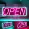 ineonlife Open Neon Schild,Blitz Open Led Schild Das Abwechselnd Rosa Und Blau Leuchtet, Wanddekor Neon Led Schriftzug Zeichen für Geschäfte, Restaurants, Bars, Fitnessstudios, Tavernen