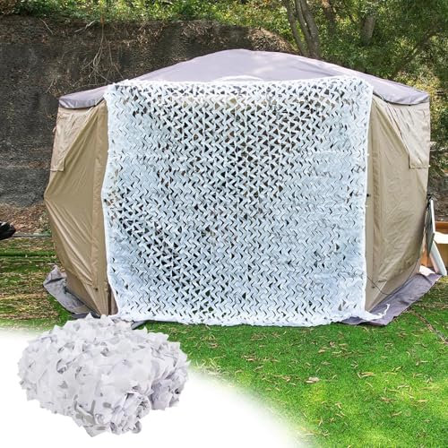 Filet Camouflage Blanc Pergola 6x10m(19.6x32.8ft),Chasse au Filet De Camouflage Crème Solaire,Reinforced Camouflage Net,Protection Jardin,Camping en Plein Air