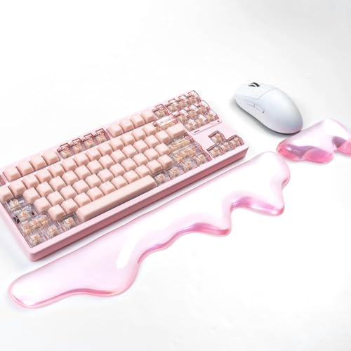 Gel Keyboard and Mouse Wrist Rest Set, Pink Wrist pad for Computer Keyboard | Wrist Support for Keyboard 60%/68%/75%, Keyboard Cushion, Comfort & Support for Typing and Gaming