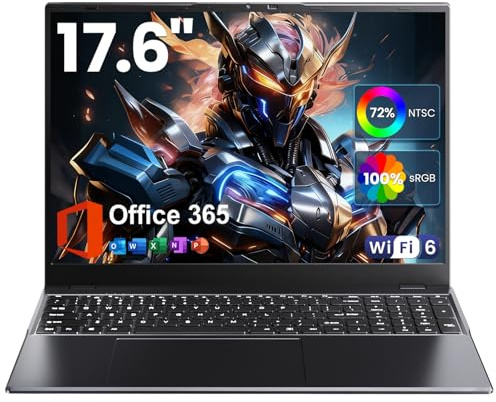BTDD Laptop 17.6 inch, Laptop Computer with Office 365, 16GB DDR5 RAM, 640GB Storage, N95 CPU(Beat N5095), Backlit Keyboard, WiFi 6, Bluetooth 5.2, 1920x1200, 100% sRGB, for Students, Business