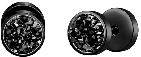 INFINIONLY Men's Stainless Steel Earrings with Stones Women's Creative Dumbbell Studs with Screw Back Creative Novelty Jewellery