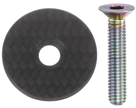 QUARKZMAN Fahrrad Gabelschaftdeckel Carbonfaser Gabelschaftabdeckung | 1 1/4 OD, Mit Regenbogen Titanium Bolzen, Für Mountainbike Rennrad MTB