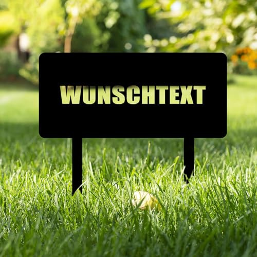 Personalisierte Metallschild mit Text Gravur - Gartenstecker Selbst Gestalten - Gartendeko für Draußen Wetterfest, Blumenstecker Deko für Terrasse Blumentopf, Lieblingsplatz Schild Weihnachtsdeko