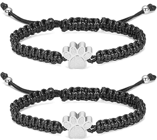 Bbajszx Verstellbares Gedenkarmband für Haustiere, 2 Stück, Stahl, Unisex Schmuck zum Bewahren von Erinnerungen, Gedenkarmband
