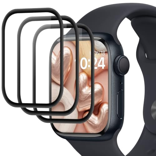Joeyu (3 pièces) Protection d’écran pour Apple Watch Series 7/8/9 41mm, vitre de protection, Dureté 9H, Anti-Éclats, Sans Bulles, Anti-Rayures, écran de verre