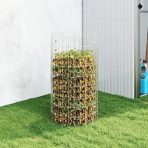 Mangloder Gartenkomposter aus verzinktem Stahl 50 x 100 cm, rostfrei und wetterfest, offenes Gitter für Luftzirkulation, für Gartenabfälle, Biomüll, Dünger, Humus, Erde, Beet und Rasen