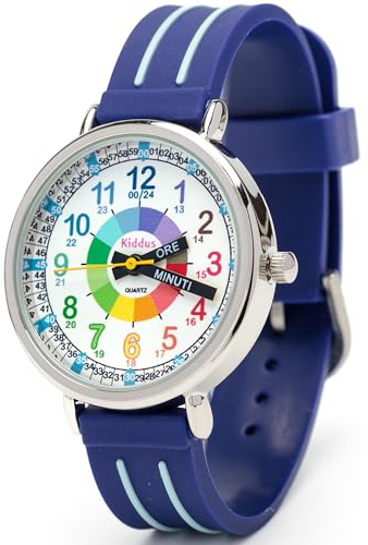 Kiddus Orologio Educativo per Bambini, Orologio da polso Analogico per Bambino 5-10 Anni, 3ATM e 5ATM, Primo con Ore e Minuti, Regalo Bimbo Aprendimento