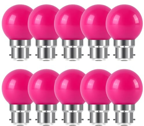 HUAMu B22 Bayonet led Bulbs, 2W LED Coloured Light Bulb Mini Globe Golfball Bulbs for Outdoor Patio Garden Party Christmas, Purple, Pack of 10