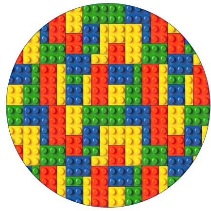 Building Brick Print Round circle Cake Edible Icing or Wafer Topper 7.5 inch (Icing)