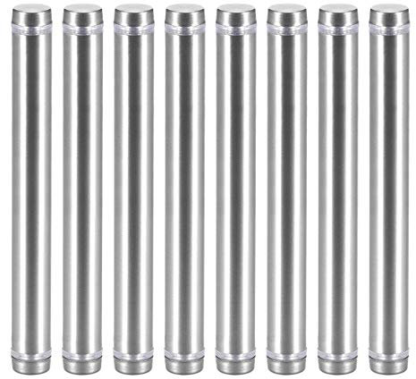 sourcing map 1/2 Diamètre x 4-1/2(12x114mm) Double Tête Écartement Vis Paroi Montage Panneau Supports Acrylique Verre Clous 8pcs