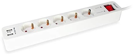 Equip Steckdosenleiste 5-Fach Schuko 1,5m Kabel mit 2 x USB