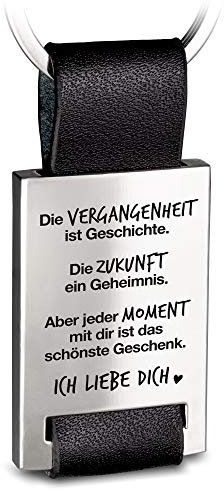 FABACH Liebe Schlüsselanhänger mit Gravur aus Leder - Ich liebe dich Schlüsselanhänger für Partner - Freundin Geschenk Liebe Freund - Jeder Moment mit dir ist das schönste Geschenk