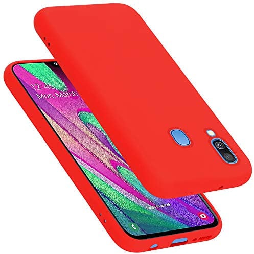 Cadorabo Hülle kompatibel mit Samsung Galaxy A40 Hülle Silikon Handyhülle für Galaxy A40 Case aus flüssigem Silikon- Kratzfeste und stoßfeste dünne TPU Schutzhülle - Liquid ROT