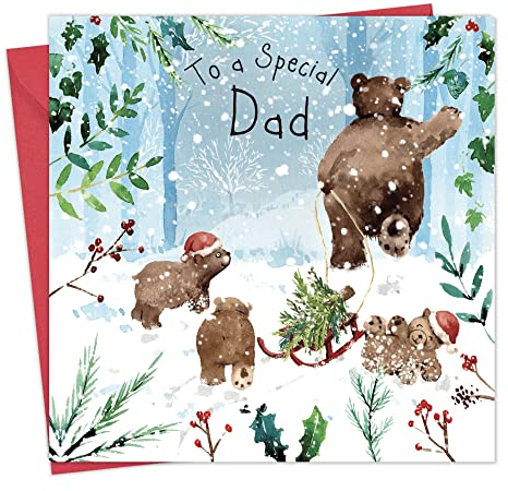 Twizler Frohe Weihnachtskarte für Papa mit Bären - Vater Weihnachtskarte - Vater Weihnachtskarte - Vater Weihnachtskarte - Weihnachtskarte Herren - Weihnachtskarte für Ihn