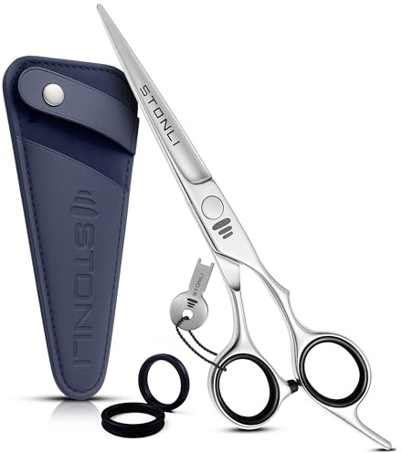Hairdressing Scissors for Hairs Cutting - 6 inch Barber Scissors with Pouch | Stainless Steel, Sharp Edge Hair Cutting Scissor, For Salon, Home, Men, Women (Offset Silver)
