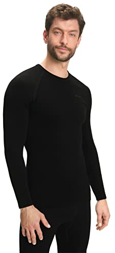 FALKE Herren Baselayer-Shirt Maximum Warm Round Neck M L/s Sh Funktionsmaterial schnelltrocknend 1 Stück, Schwarz Black 3000, M