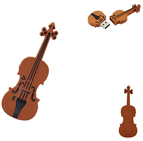 Clé USB en noyer pour violon – Clé USB pour loisirs pour enfants – Pour la maison, l'école et l'université – Stockage pour photos, vidéos et données (16 Go, violon noyer)