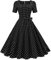 1950s Dresses for Women UK Vintage Elegant 1940s 50s Style Audrey Hepburn Rockabilly Short Sleeve Polka Dots A Line Swing Midi Skater Tea Dress Cocktail Party Evening Prom Gown Plus Size B#Black L