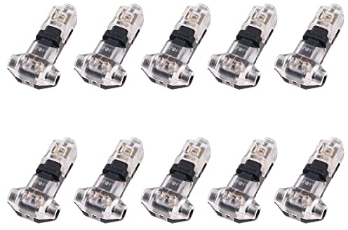 WANGCL 10 x Kabelverbinder, Drahtverbinder, 1 x Niederspannung, T-Wasserhahn, 3-Wege, schnelles Spleißen, kein Löten ohne Abisolieren, kompatibel mit 18–24 AWG-Kabel