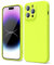 oakxco for iPhone 14 Pro Max Phone Case Liquid Silicone,Fluorescent Bright Solid Color, Cute Thin Slim Soft Rubber TPU Plain Smooth Gel Matte Protective Cover for Women Girl, Neon Green Lime