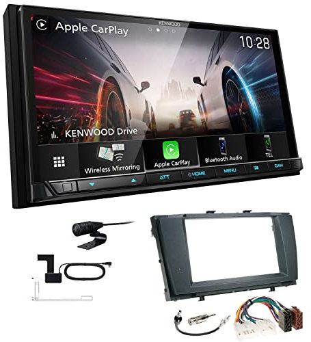 Kenwood DMX8021DABS 2-DIN Autoradio kompatibel mit WiFi Apple CarPlay Android Auto Bluetooth DAB+ USB-C passend für Toyota Avensis T27 ab 2009 schwarz