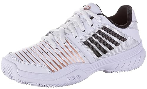 K-Swiss Women's Court Express Hb Tennis Shoe, White, Black, Rose Gold, 7.5 UK