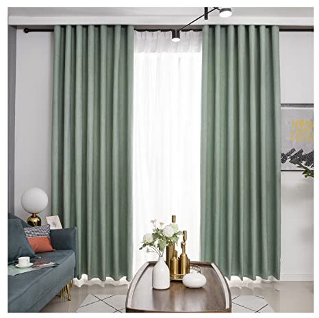 Lieson Cortinas opacas de lino con ojales de 72 pulgadas de largo, juego de 2 paneles de cortinas opacas verdes para tratamiento de ventanas de 42 pulgadas de ancho x 72 pulgadas de largo