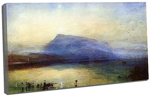 Htt-Kup-Rpp Joseph Mallord William Turner《Blauer Rigi-See》Wandkunst Bilder Leinwand Wohnzimmer für Schlafzimmer Wohnung Home Deko Kunstdruck fertig zum Aufhängen(Gerahmt,(70x100cm28x39inch
