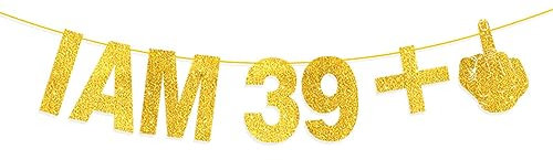 ENLACE 40. Geburtstag Girlande,Deko 40 Geburtstag Frauen Männer Gold Banner,Lustig 40 Geburtstag Deko Banner Jubiläum 40 jahre,39+1 Geburtstag Girlande,3m Glitzerbanner zum 40. Geburtstag