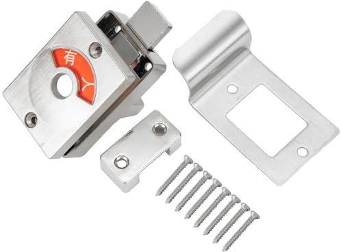 Lioaeust Toilet Cubicle Lock, Aluminum Alloy Partition Door Lock Bathroom With Red Green Indicator Lock for Hotel WC Shopping Mall