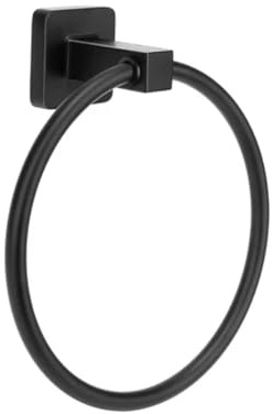 Anneau porte-serviette noir mat, support mural moderne pour salle de bain, cuisine, salle de bain (noir-rond)