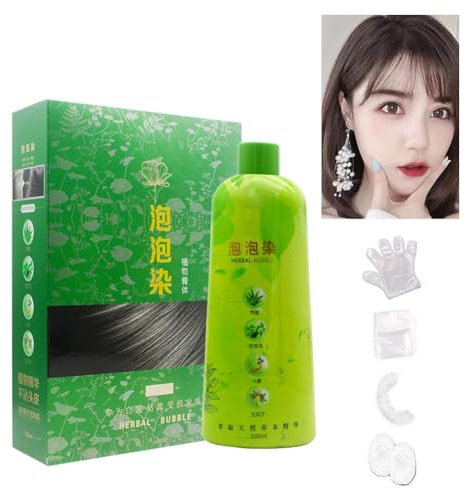 WOBBLO Brimnes Champú, Champú Brimies, Champú de tinte para el cabello negro, Champú de hierbas sin ala, Champú de tinte para el cabello de burbujas vegetales, Nuevo champú de tinte para el cabello