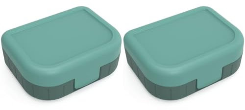 Rotho Memory Kids Vesperdose, lebensmittelechter Kunststoff (PP) BPA-frei, grün, 1l, (16,6 x 13,3 x 6,1 cm) (Packung mit 2)