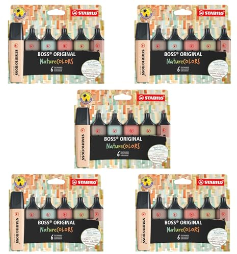 Markeerstift stabilo boss 70/6 nature etui à 6st | Etui a 6 stuk | 5 stuks