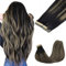 GOO GOO Tape in Extensions Echthaar, Tape Extensions Echthaar, 50cm 100g 40pcs, Extensions Echthaar, Haarverlängerung Echthaar, 1B/19/1B Naturschwarz Gemischt Hellblond