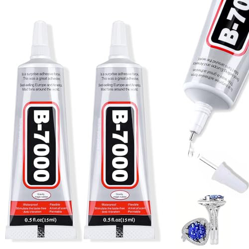 B7000 Super Glue - 2PCS 15ML Multi Functional Glue Transparent Paste Adhesive - Suitable for Phone Jewelry Glass Wood Metal Fabric and Repairs