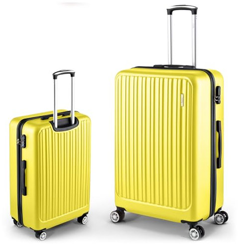 Easy Move ABS Hartschalenkoffer - Ergonomisch & Sicher - Mittelgroßer Trolley Koffer mit 360° Rädern, Zahlen-Schloss - Rollkoffer, Reisekoffer Medium (Gelb, 65cm)