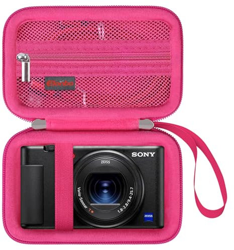 Elonbo Carrying Case for Sony ZV-1 / ZV-1F / ZV-1 II Digital Camera, 4K Video Streaming Camera Hard Travel Storage Cover Bag Organizer Holder, Mesh Pocket fits Battery Charger Memory Card. Raspberry