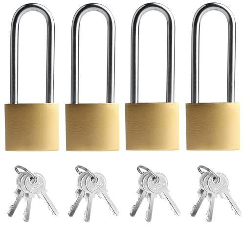 HexinYigjly 4 Stück Vorhängeschloss Langer Bügel, 32mm Vorhängeschloss Gleichschließend, Vorhängeschlösser mit Schlüssel, Sicherheitsschloss für Gepäck Schränke Schließfächer Spinde Koffer Schloss