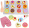 Kinderküche Zubehör Holz, Holzspielzeug Spielküche Zubehör ab 3 Jahre, Holz-Keksbackset zum Schneiden und Backen mit Klett, Montessori Spielzeug Kinderspielzeug Weihnachten Geschenk für Jungen Mädchen