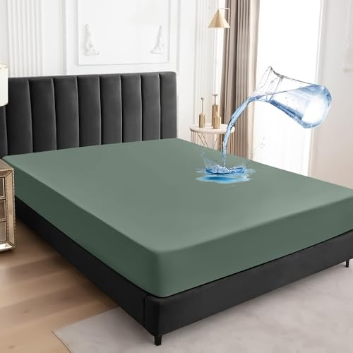 Wasserdichter Matratzenschoner 200x200cm Spannbettlaken, Atmungsaktive Matratzenbezug Wasserundurchlässiger Matratzen-Schutz Nässeschutz Spannbetttücher