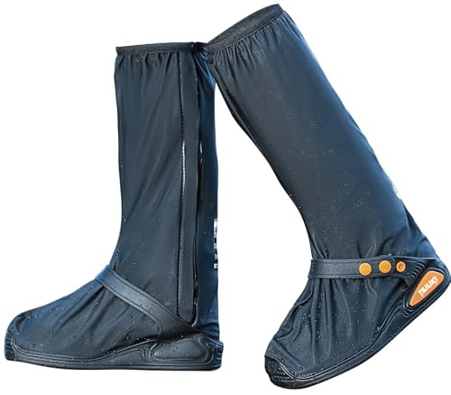 TSJLIKI Copriscarpe Impermeabili, Addensato Copriscarpe Antipioggia Copriscarpe Riutilizzabile Stivali di Copriscarpe Antiscivolo con Catarifrangente per Uomini Donne