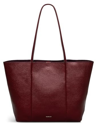 RADLEY London Henrietta Place Large Open Top Tote Bag for Women, in Merlot Soft Grained Leather with Grab Handles, Fits 13 Laptop