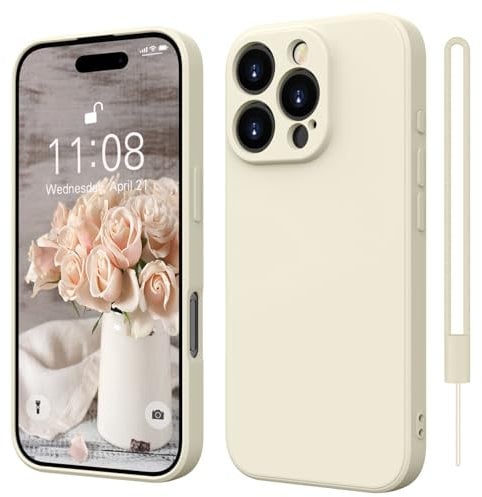 ORDA for iPhone 16 Pro Max Case Silicone Camera Protection Ultra Slim Case Soft Gel 16 Pro Max Cover Rubber Lightweight Anti-Scratch Phone Case Compatible for 6.9 Inch Retro White