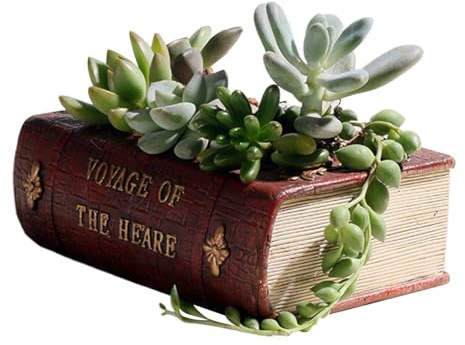 Book Planter for Indoor Plants, Retro Book Shaped Vase for Flowers, Creative Flower Pot for Reading Enthusiasts, 5.31x3.94x1.97 Inches, 0.5kg