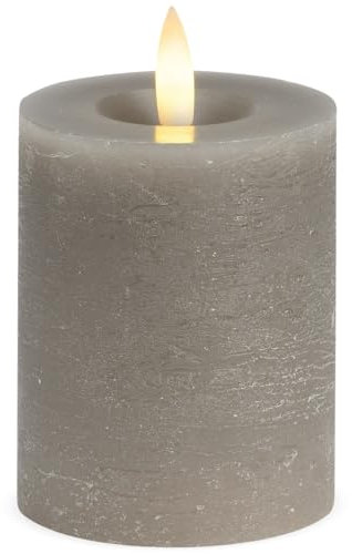 LED Stumpenkerzen 2er Set aus Echtwachs mit Timerfunktion & inkl. Fernbedienung - Kerzen realistisch flackernde Flamme warmweiß Ø 7 x 9 cm - Elektrische Wachskerzen in taupe als gemütliche Tischdeko