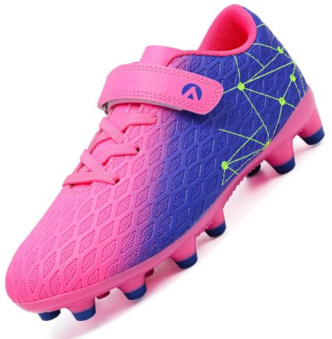 LECYGNB Boys Football Boots Kids Girls Athletics Training Astro Turf Soccer Shoes Teenager Profession Competition Indoor Outdoor Sneakers Unisex Purple Red UK 2