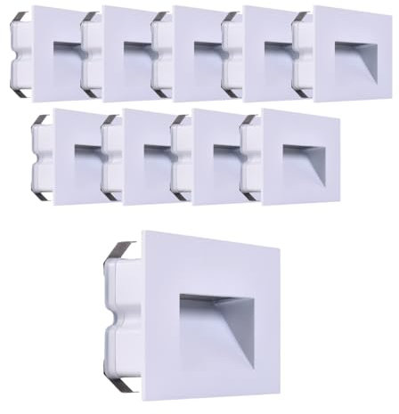 Kit 10 Faretto segnapassi da esterno lampada da muro IP65 LED 5W incasso scatola cassetta 503 scale giardino viale gradini CCT 3 Tonalità selezionabile luce fredda calda Naturale (Bianco - 10 pezzi)