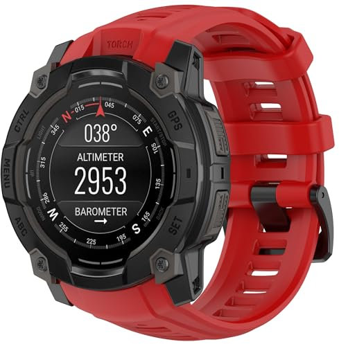 Fit for Garmin instinct 3 45mm 50mm Watch Band Women Men, Soft Silicone Replacement Bands Straps Wristbands Bracelet Fit for Garmin instinct 3 Smartwatch (Red, 50mm)